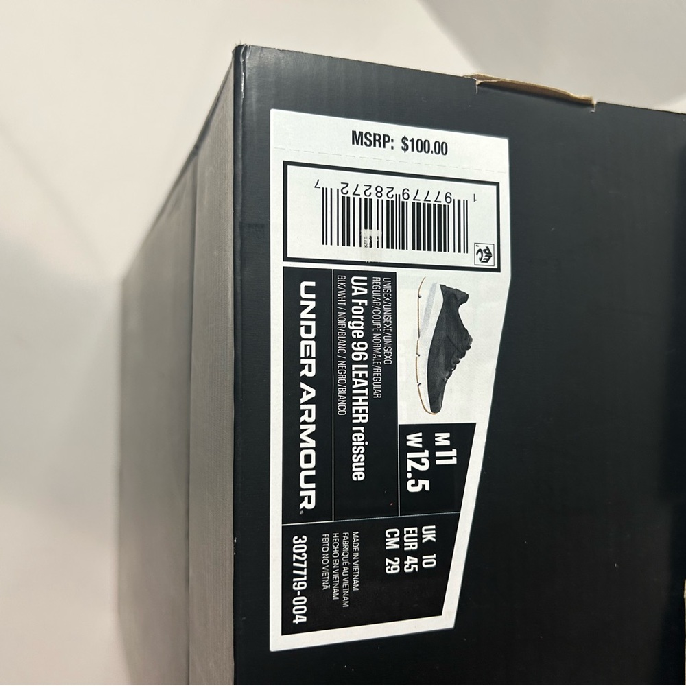 UA Forge 96 Leather Reissue, Size 10/11 and Color Black/White (3027719-004). - Picture 9 of 9
